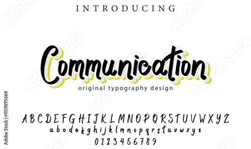 Communication Font Stylish brush painted an uppercase vector letters, alphabet, typeface