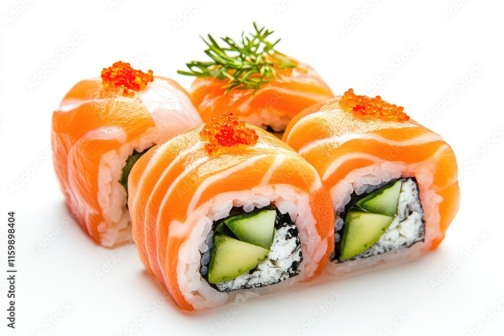 spring rolls with salmon gravlax and funchoza white background for restaurant menu online delivery 3 spring rolls with salmon gravlax and funchoza white background for restaurant menu online delivery 3