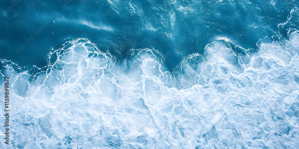 Obraz premium Majestic Ocean Waves Captured from Above for Coastal and Nature Enthusiasts : Generative AI