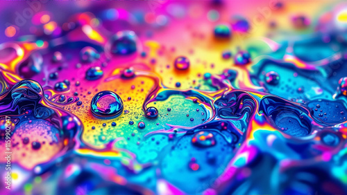 Abstract swirl of vibrant colors with water droplets