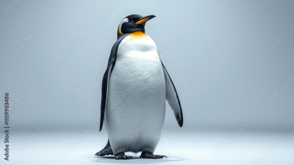 Fototapeta premium Majestic Antarctic Penguin, Isolated White Background, High Resolution, Photorealistic