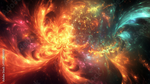 Fiery Cosmic Explosion with Swirling Colors