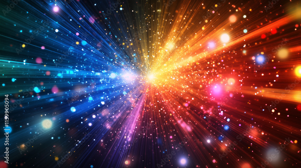 Colorful Energy Burst with Particle Effects Colorful Energy Burst with Particle Effects