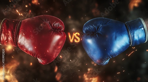 The Ultimate Showdown: Red vs Blue Boxing Gloves Clash photo