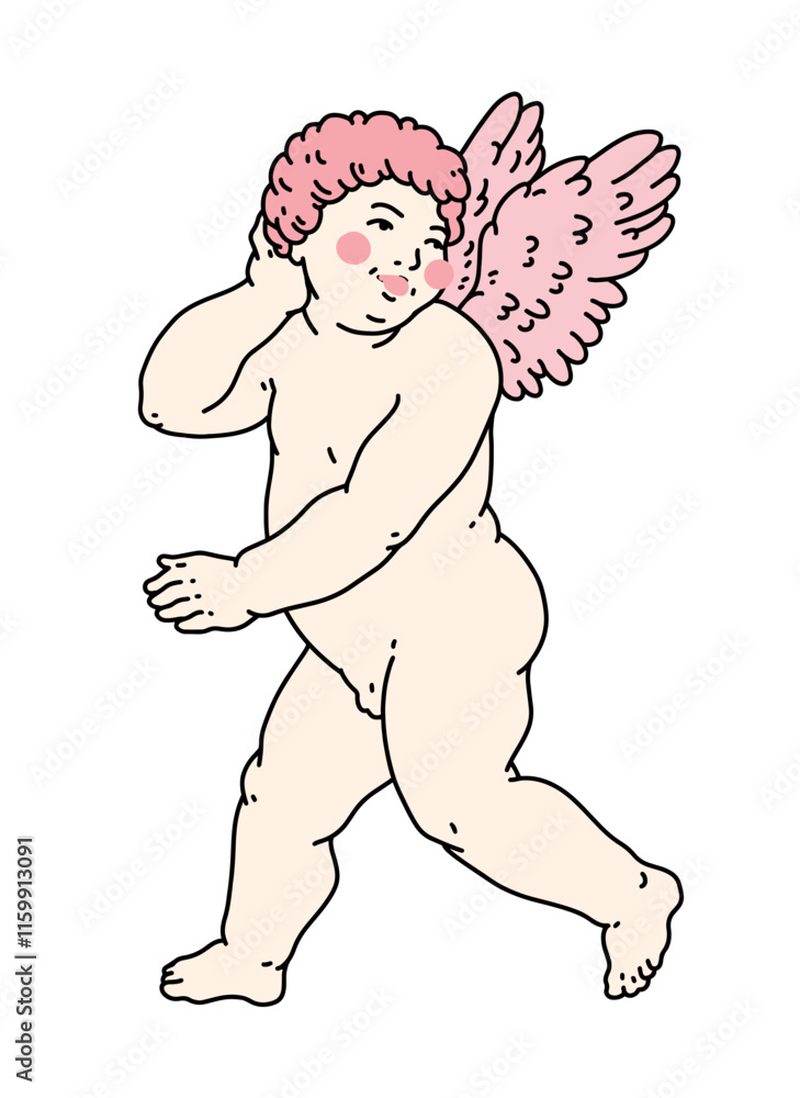 Cherub outlines and line art for Valentine's Day with cupid vector. Vector symbol of love and romantic. Antique Angel Baby Cupid illustration for printing on cards, invitations, tattoo, clothing art Cherub outlines and line art for Valentine's Day with cupid vector. Vector symbol of love and romantic. Antique Angel Baby Cupid illustration for printing on cards, invitations, tattoo, clothing art