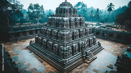 Majestic Kesava Temple in Somnathpur, Karnataka, India.  Ancient architecture, intricate carvings, serene setting.