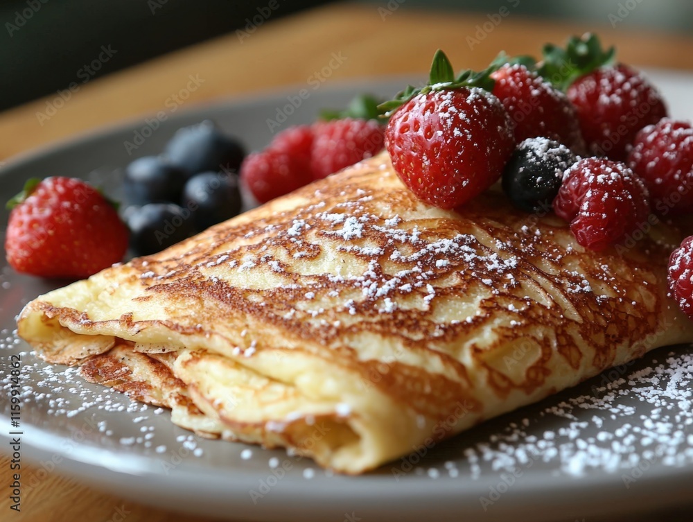 Delicious Pancakes Topped with Fresh Berries Delicious Pancakes Topped with Fresh Berries