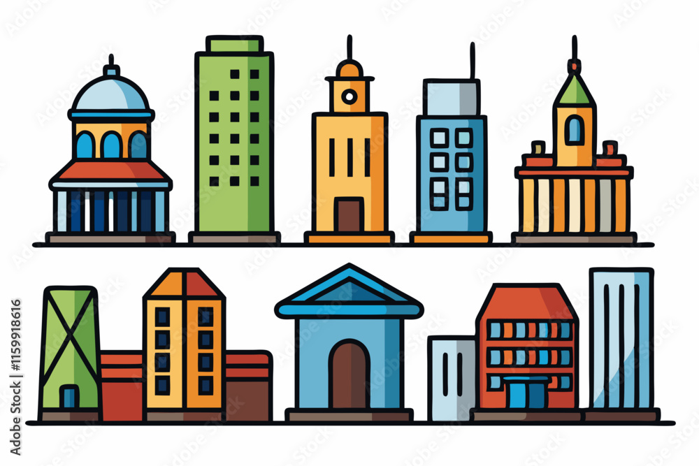 Fototapeta premium set of city building vector illustration