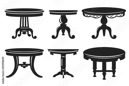 set of dining table vector illustration