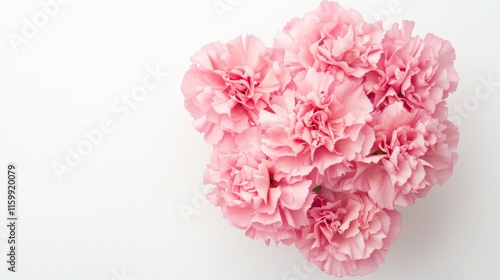 Wallpaper Mural A close-up of a cluster of pink carnation flowers with their frilled petals, isolated white background, minimalistic art style Torontodigital.ca