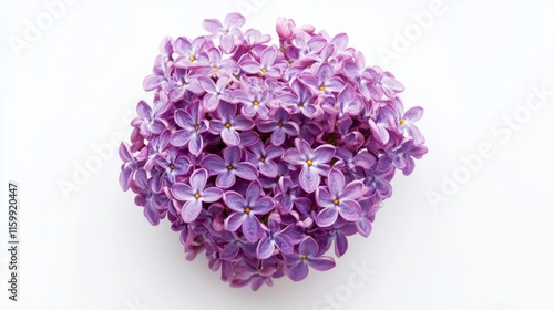 Wallpaper Mural A close-up of a cluster of purple lilac blossoms, isolated white background, minimalistic art style Torontodigital.ca