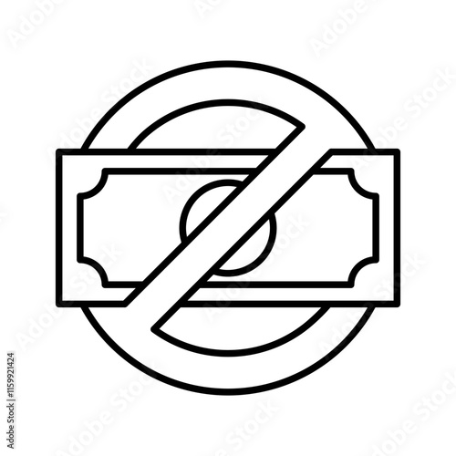 No money icon set. No extra charge symbol. no additional charges logo. No money or extra charge icons, circle, black, line, flat vector, isolated illustration.