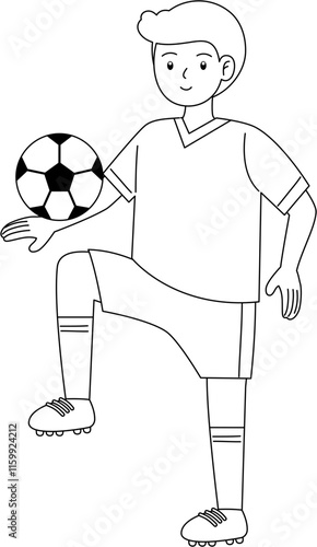 kid playing soccer outline coloring