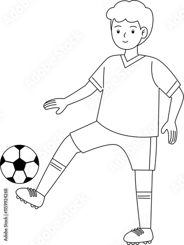 kid playing soccer outline coloring