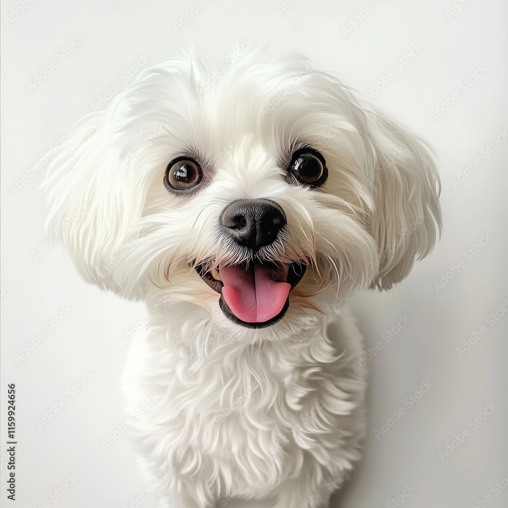 Adorable fluffy white maltese dog with cheerful expression Adorable fluffy white maltese dog with cheerful expression