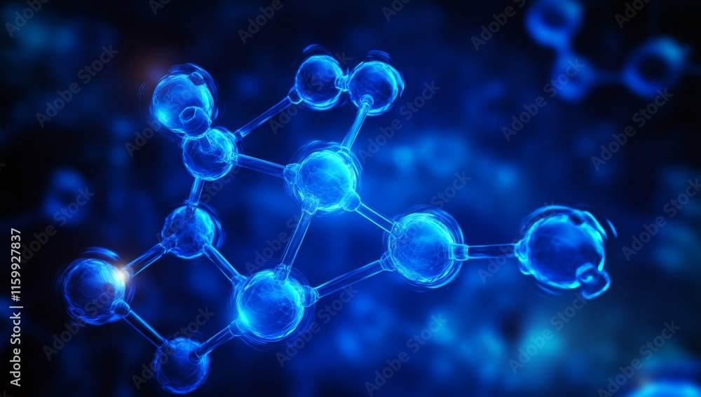 Abstract blue glowing molecule structure. (1) Abstract blue glowing molecule structure. (1)
