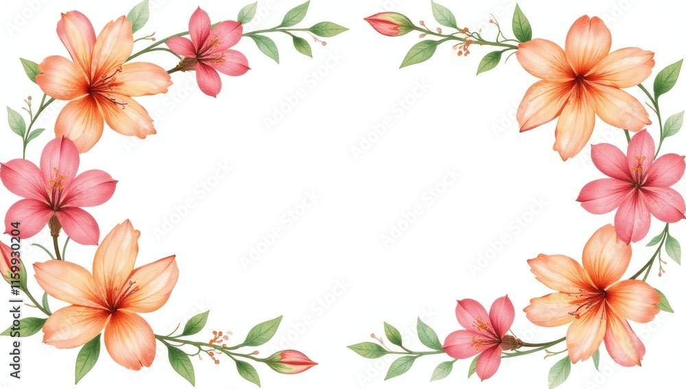 Fototapeta premium Watercolor Illustration of Alstroemeria Flowers. For greeting cards, wedding invitations, or artistic projects celebrating nature and beauty