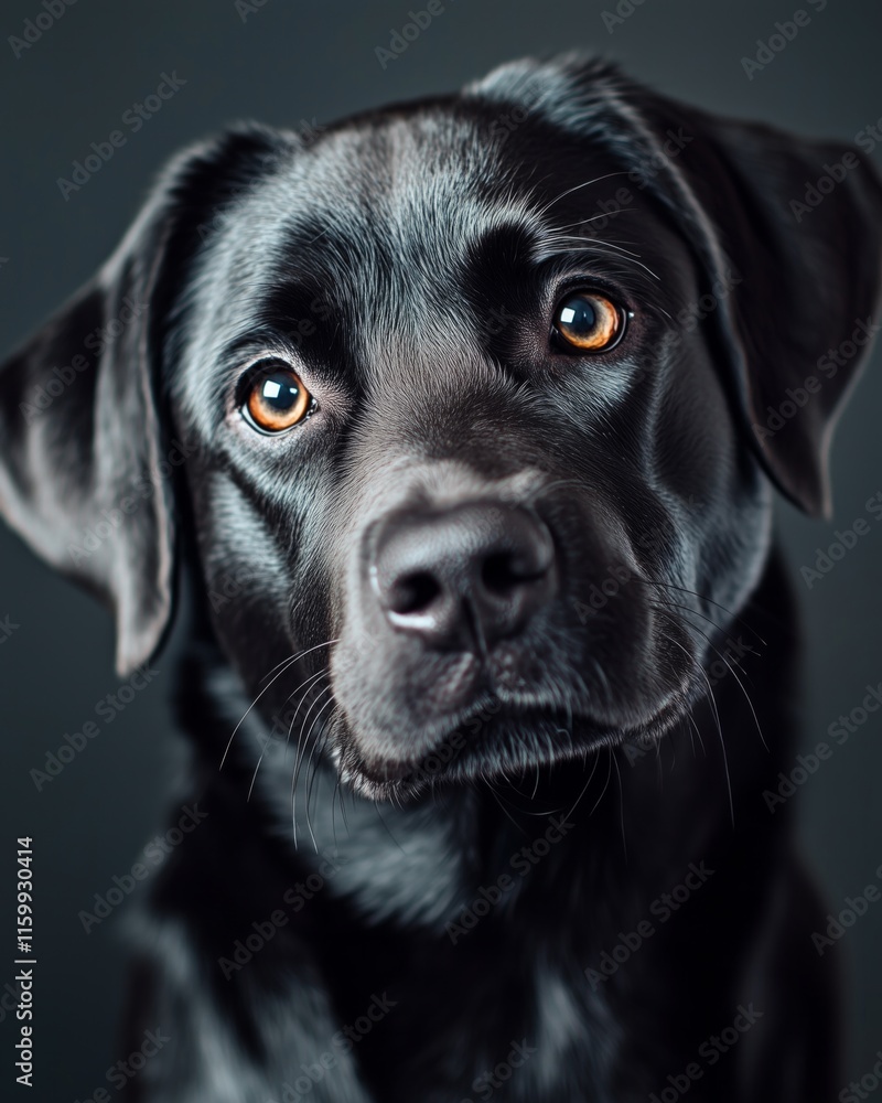 Close-up of a black labrador retriever with expressive eyes Close-up of a black labrador retriever with expressive eyes