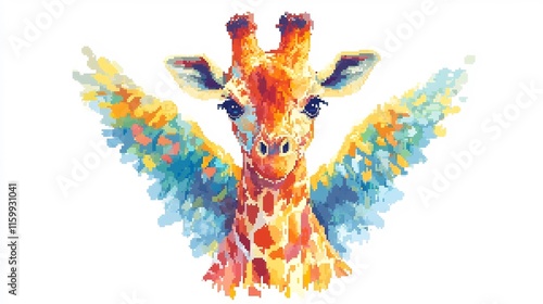 Vibrant Watercolor Giraffe Abstract Art photo