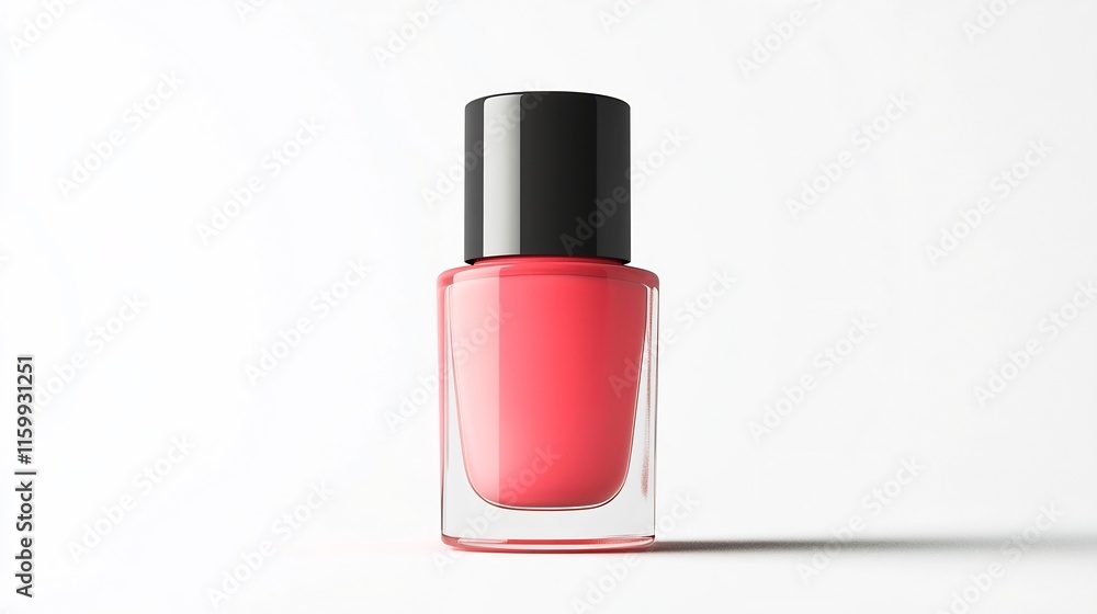 Close Up of Vibrant Pink Nail Polish Bottle on Pure White Background Close Up of Vibrant Pink Nail Polish Bottle on Pure White Background
