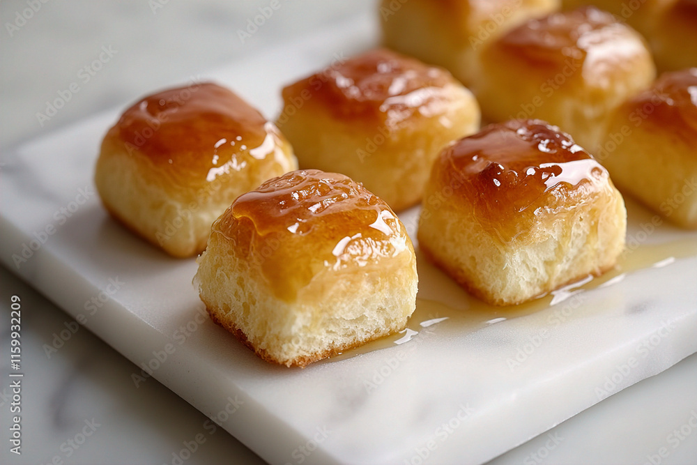 A close-up view of yeast rolls with honey glaze. (Generative AI) A close-up view of yeast rolls with honey glaze. (Generative AI)