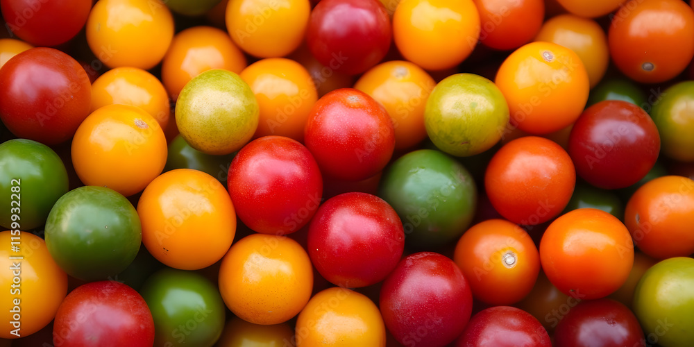 Vibrant Array of Multicolored Cherry Tomatoes in a Fresh Produce Display : Generative AI Vibrant Array of Multicolored Cherry Tomatoes in a Fresh Produce Display : Generative AI