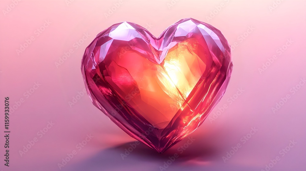 Sparkling Crystal Heart in Vibrant Pink and Orange Hues Sparkling Crystal Heart in Vibrant Pink and Orange Hues