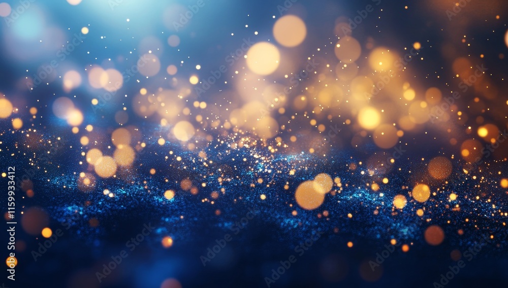 Abstract blue and gold glittering bokeh background. Abstract blue and gold glittering bokeh background.