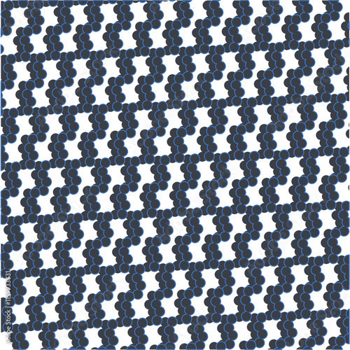 A vertical cluster of dots or atoms stuck together.
