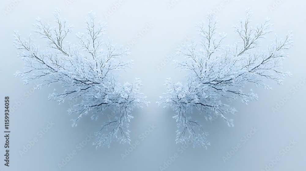 Tranquil Symmetry of Frozen Winter Twigs in Minimalist Monochrome Landscape Tranquil Symmetry of Frozen Winter Twigs in Minimalist Monochrome Landscape