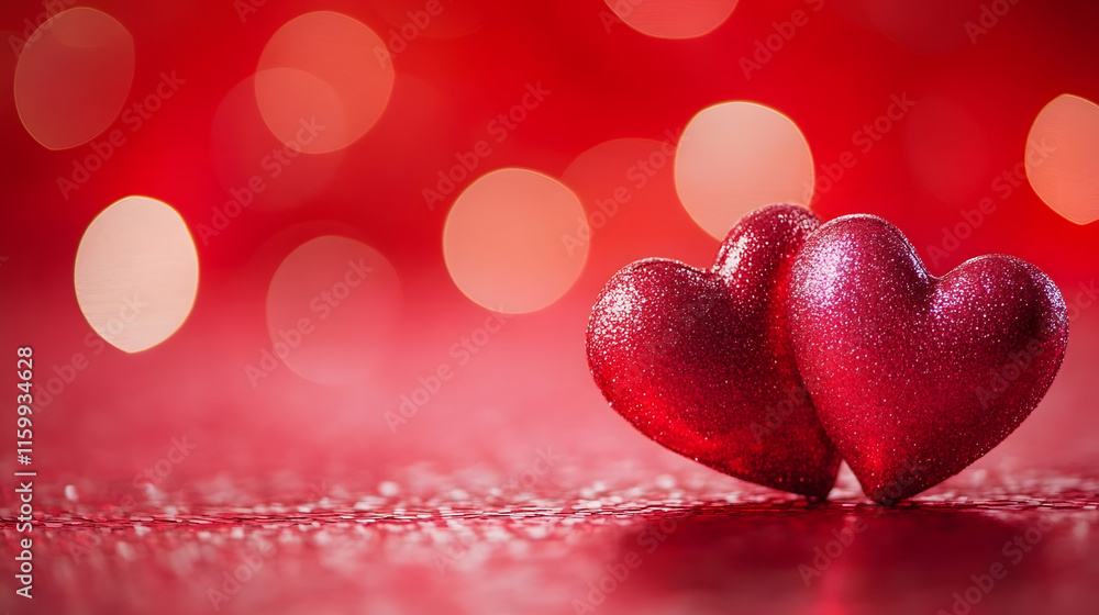 Romantic red hearts on glitter background symbolizing love and affection : Generative AI Romantic red hearts on glitter background symbolizing love and affection : Generative AI