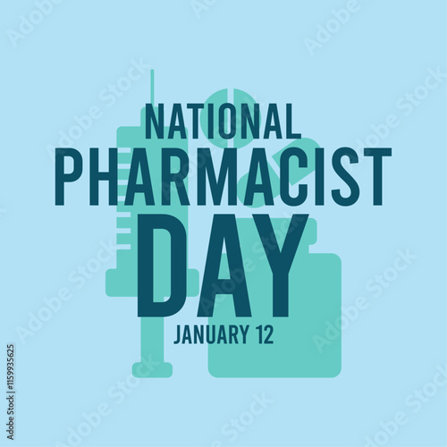 National pharmacist day. January 12. Poster, card, banner, background. Flat design vector.