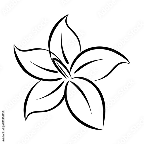 Black silhouette outline and lineart style jasmine flower vector and icon design