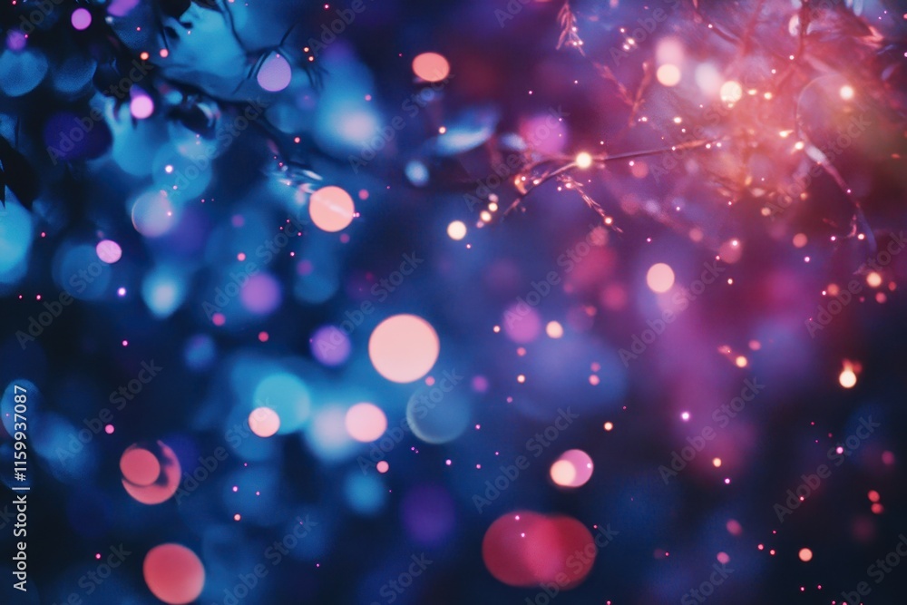 Magical bokeh lights illuminating dark branches. Magical bokeh lights illuminating dark branches.