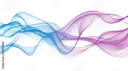A vibrant digital abstract pattern with smooth, flowing gradients in icy blues and electric purples, creating an energetic wave effect on a clean white background