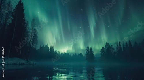 Wallpaper Mural Enchanted Aurora. Tranquil natural landscape Torontodigital.ca