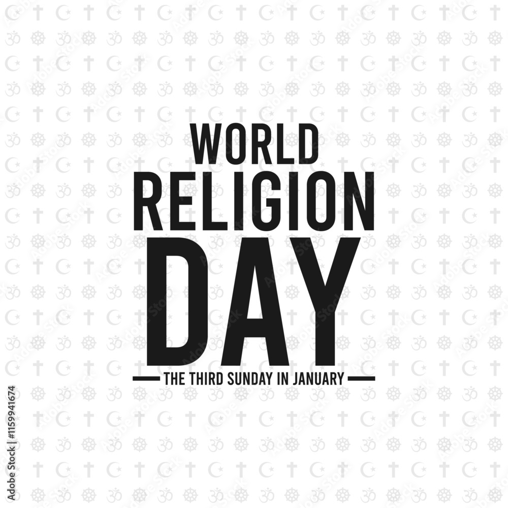 Naklejka premium World Religion Day design. The third sunday on january. Religious symbol seamless pattern. Poster, banner, card, background. White background.