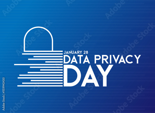 Data Privacy Day design background. January 28. Blue background. Poster, banner, card, background.