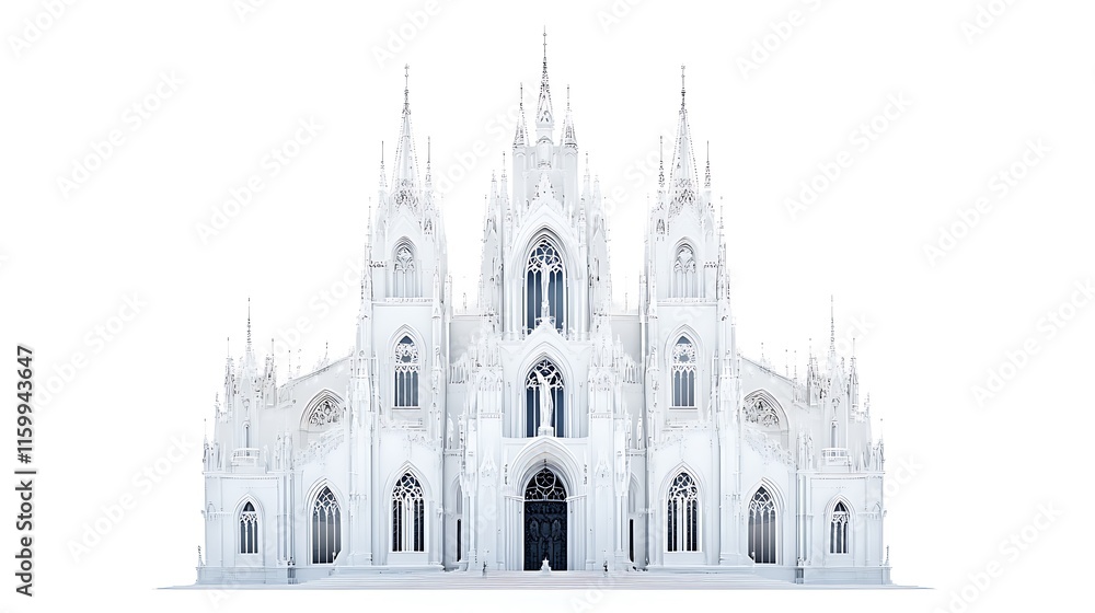 Fototapeta premium Elegant White Cathedral Architecture with Intricate Details and Style