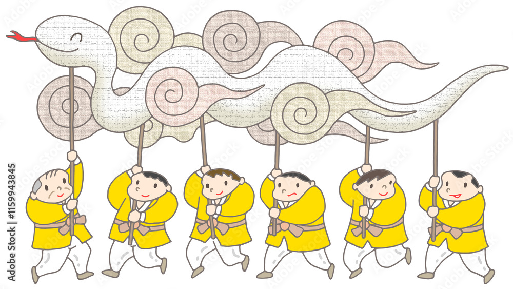 Obraz premium 巳年年賀状・巳・蛇・干支・大蛇・蛇神輿