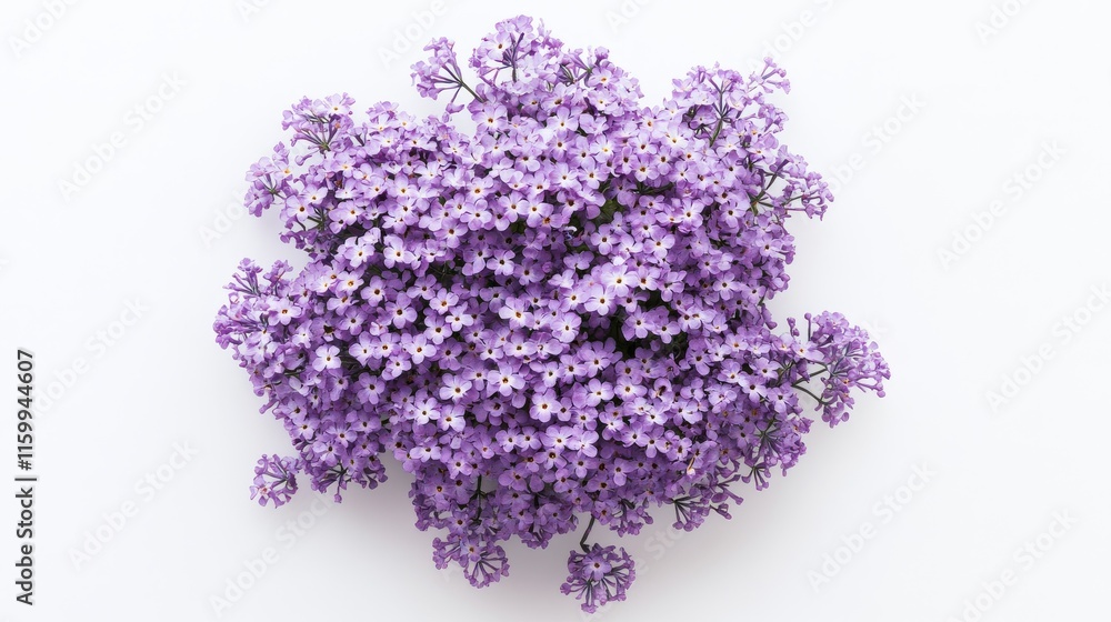 Obraz premium A detailed shot of a soft purple heliotrope with its small, clustered blooms and delicate color, isolated white background