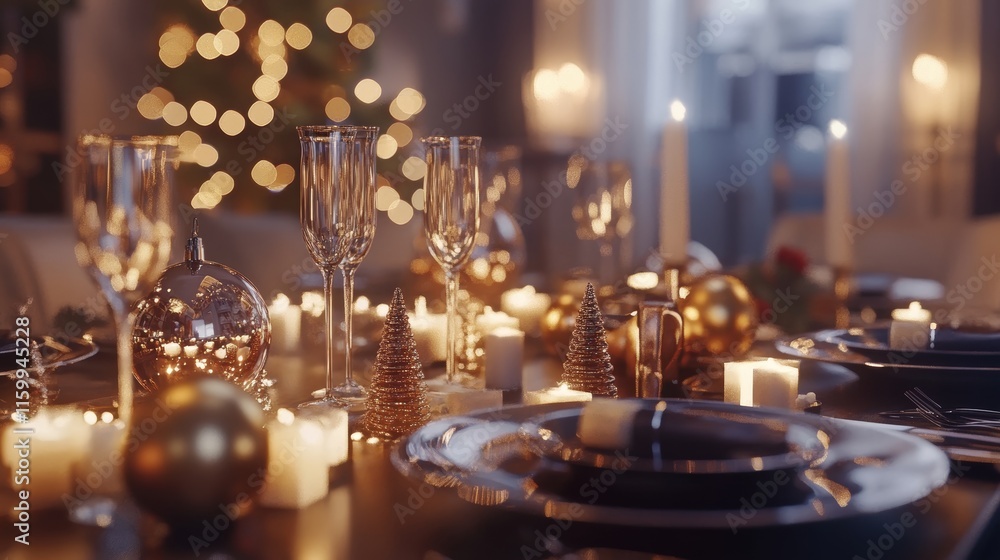 A New Year's Eve party invitation surrounded by festive decor A New Year's Eve party invitation surrounded by festive decor