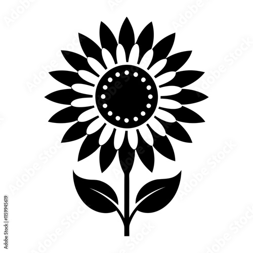 Black silhouette style sunflower vector and icon design