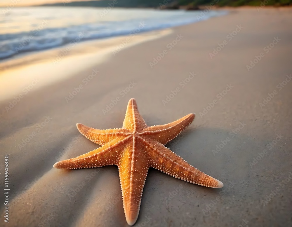 Starfish on Sandy Beach at Sunset Starfish on Sandy Beach at Sunset