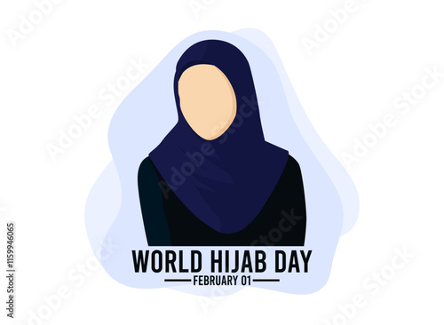 World Hijab Day. February 01. Flat design vector. Poster, banner, card, background. Abstract background.