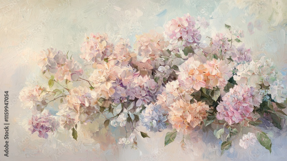 custom made wallpaper toronto digitalPastel hydrangeas floral painting.