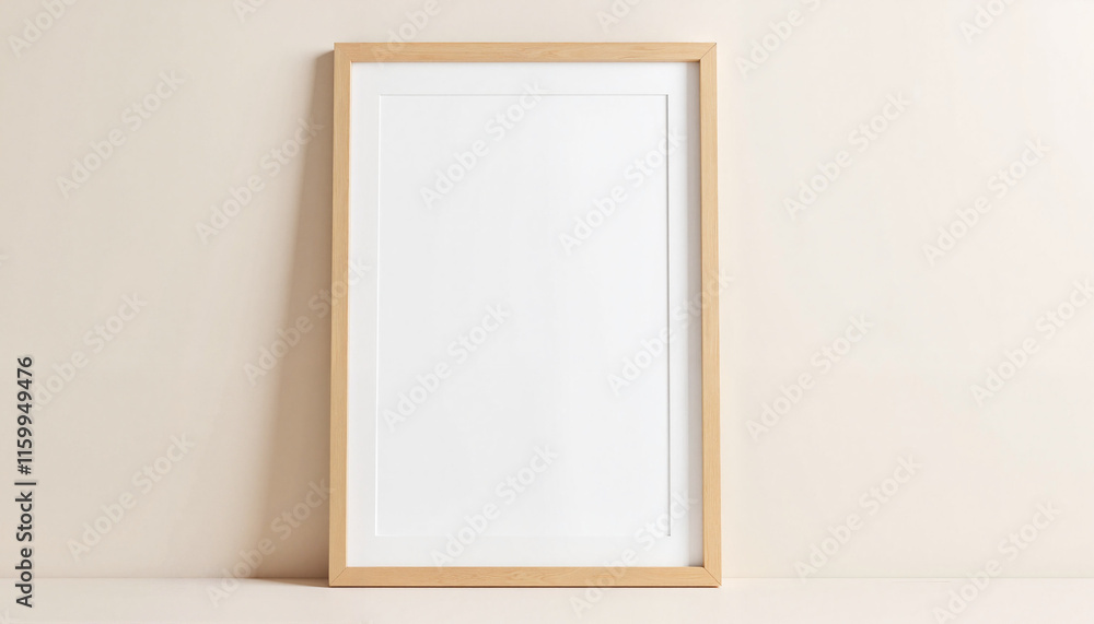Minimalist Light Wood Frame with Clean White Matting for Versatile Display with Copy Space Minimalist Light Wood Frame with Clean White Matting for Versatile Display with Copy Space