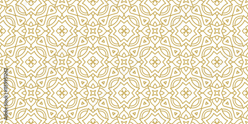 Golden luxury seamless vector pattern. Arabic Islamic Gold ramadan floral or flower tile pattern for Wedding invitation card