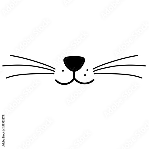 Cute rabbit nose minimalist black on white vector illustration. Cute rabbit icon