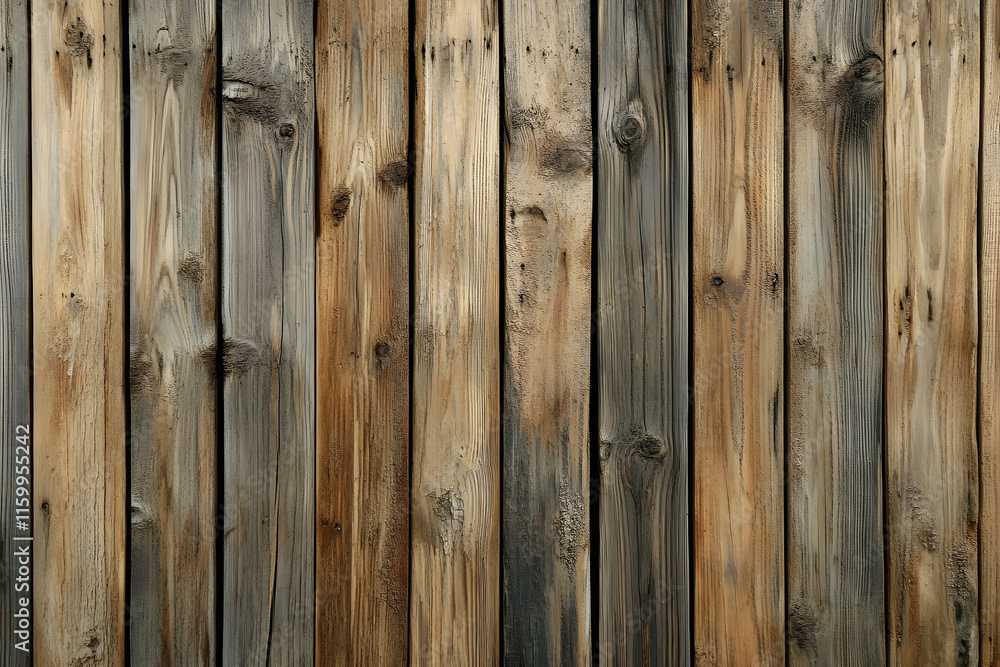 Naklejka premium Weathered Wooden Plank Wall with Natural Texture : Generative AI